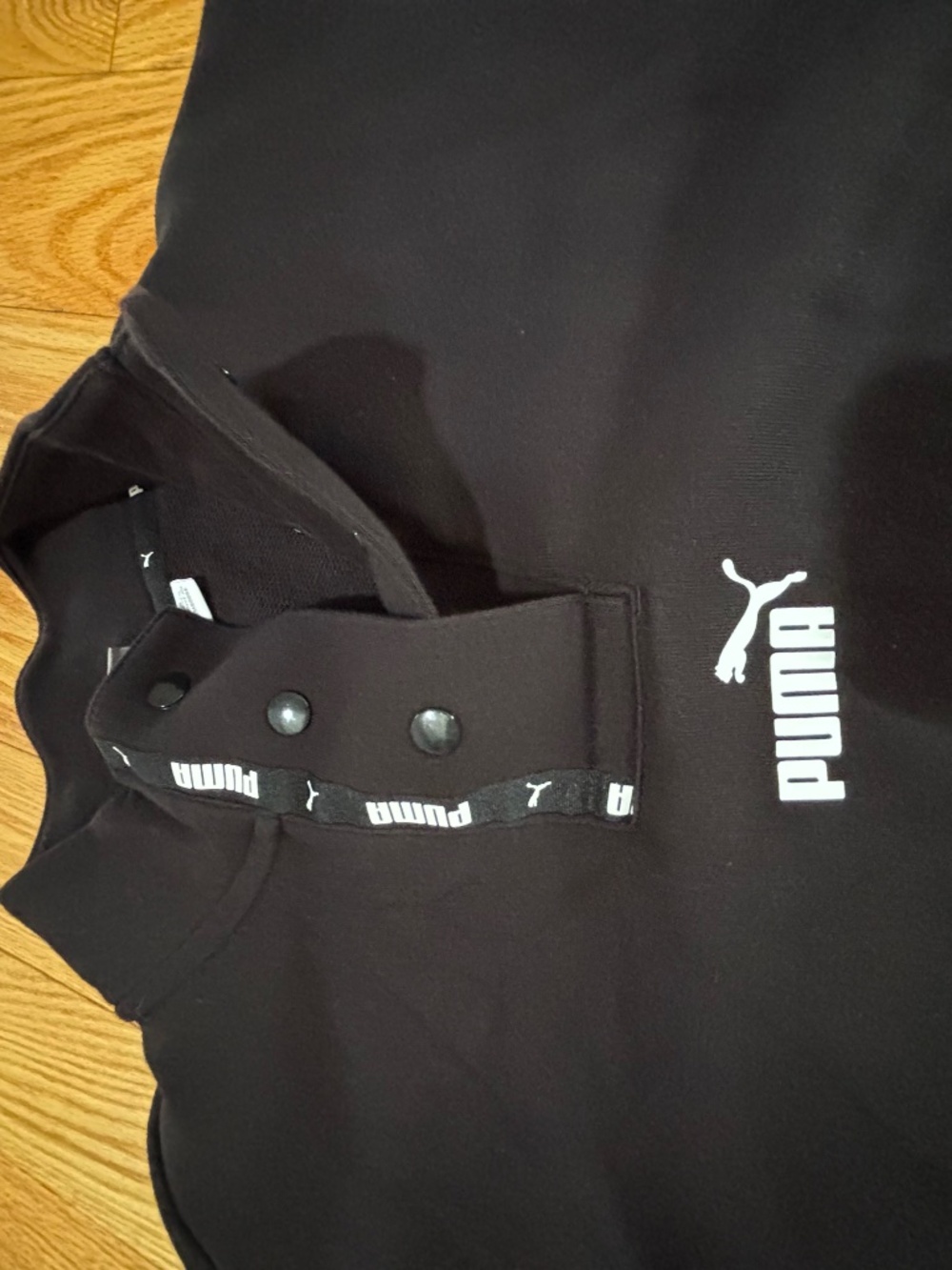 PUMA Women's Cropped Snap-Button Mock Neck Sweatshirt - Black, Size XXL